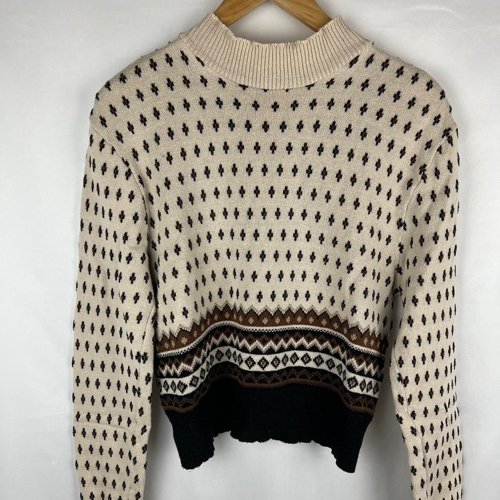 Cream and Black Patterned Sweater